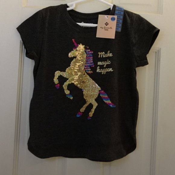 Members Mark Other - Unicorn Sequin t-shirt black and gold Size 6